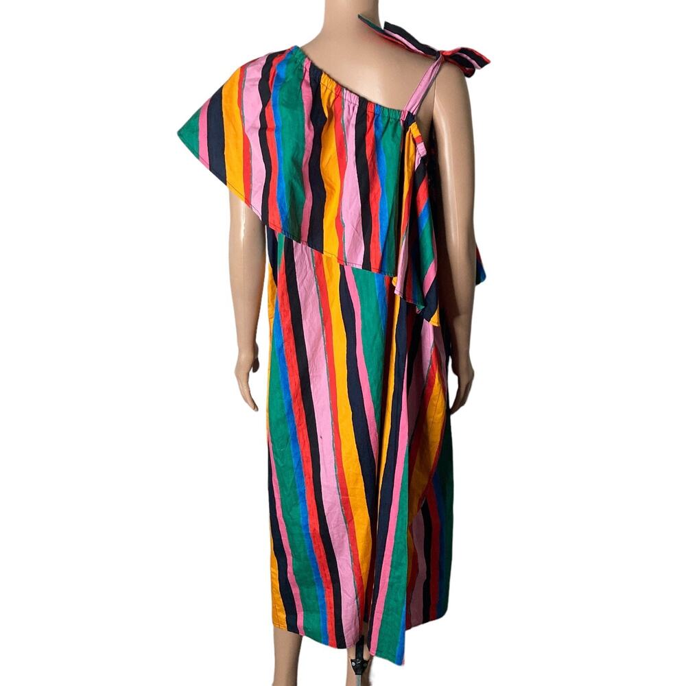 Who What Wear Maxi Dress Womens XXL Striped Multi Colored One Shoulder New - Picture 2 of 16